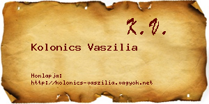 Kolonics Vaszilia névjegykártya
